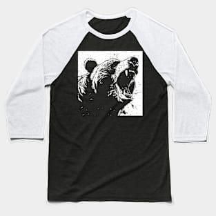 Roaring Grizzly Illustration - Grizzly Bear Baseball T-Shirt